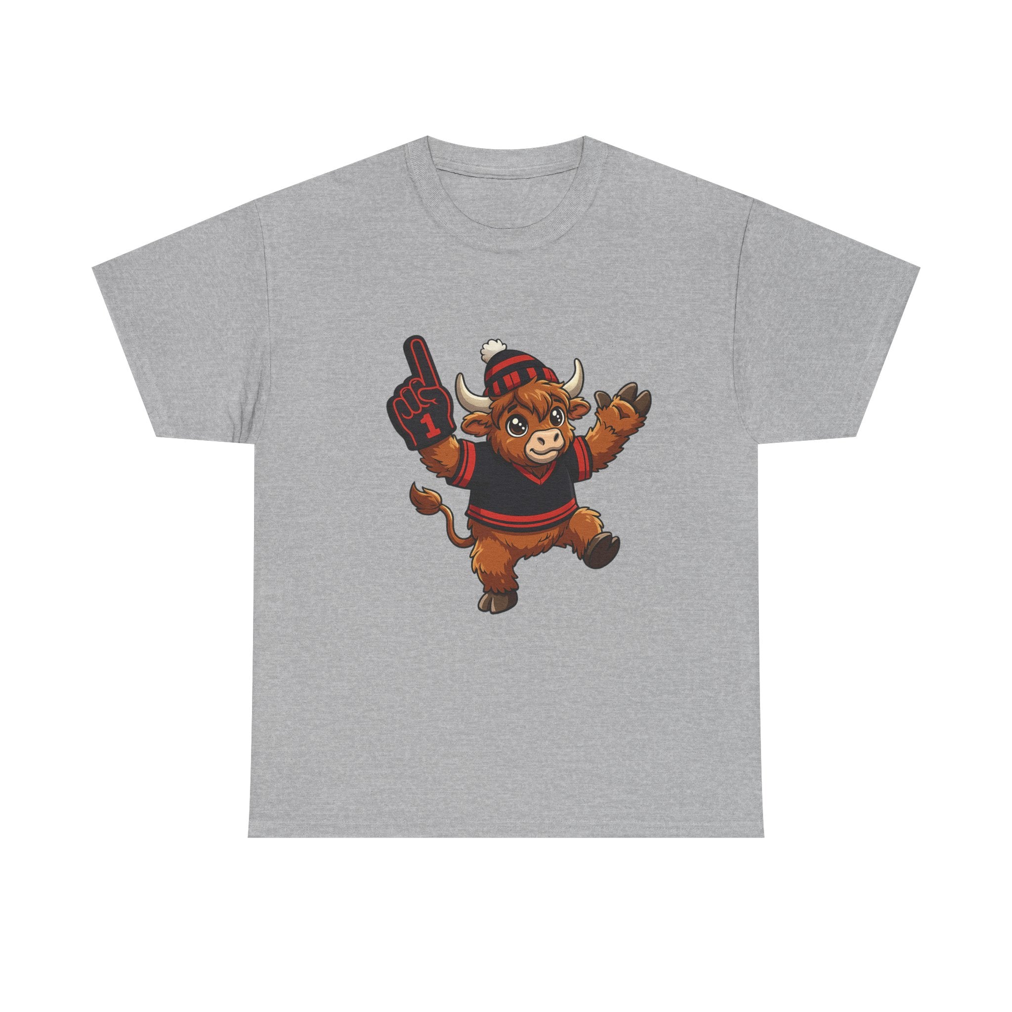 Black and Red Buffalo Hockey Highland Cow - T-Shirt