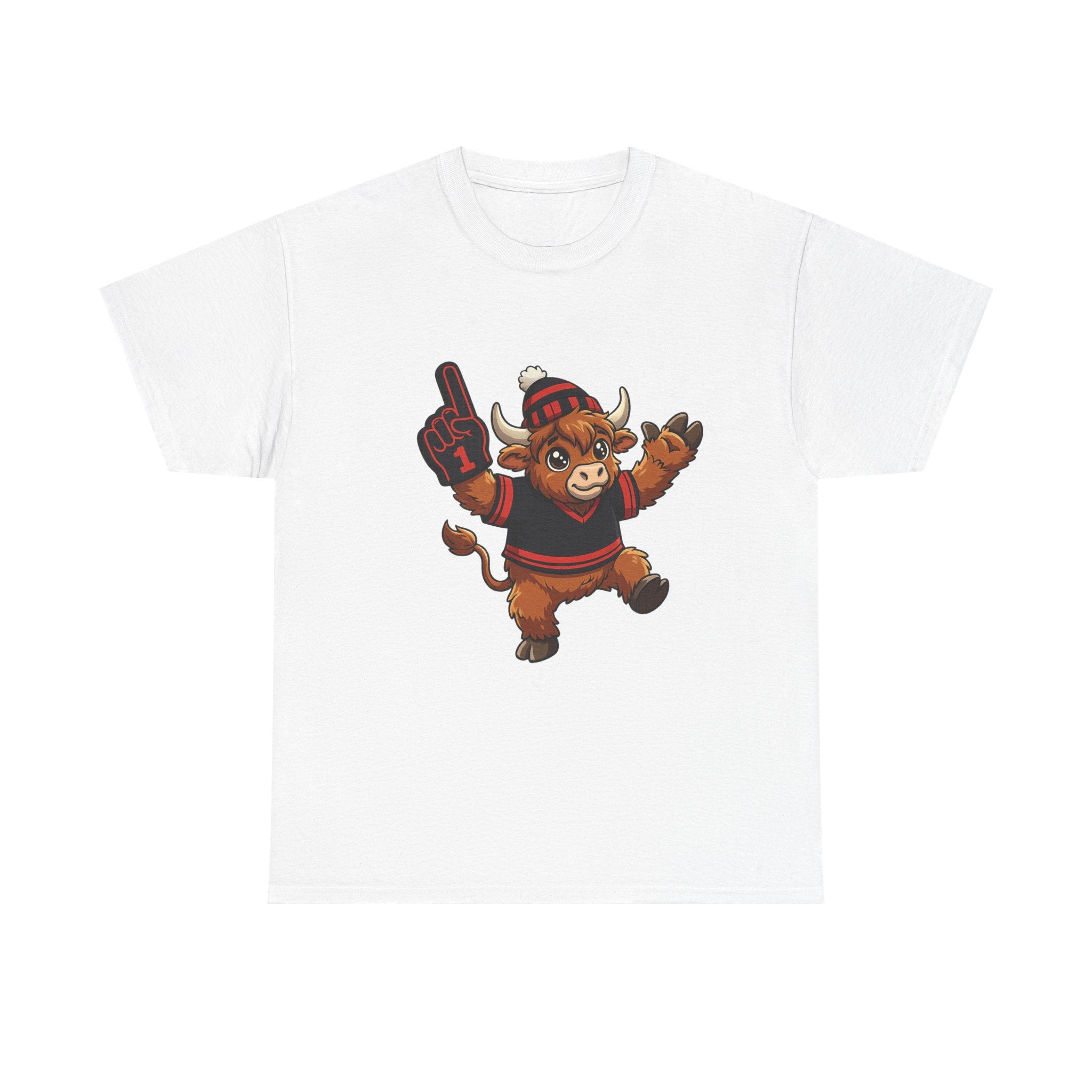 Black and Red Buffalo Hockey Highland Cow - T-Shirt