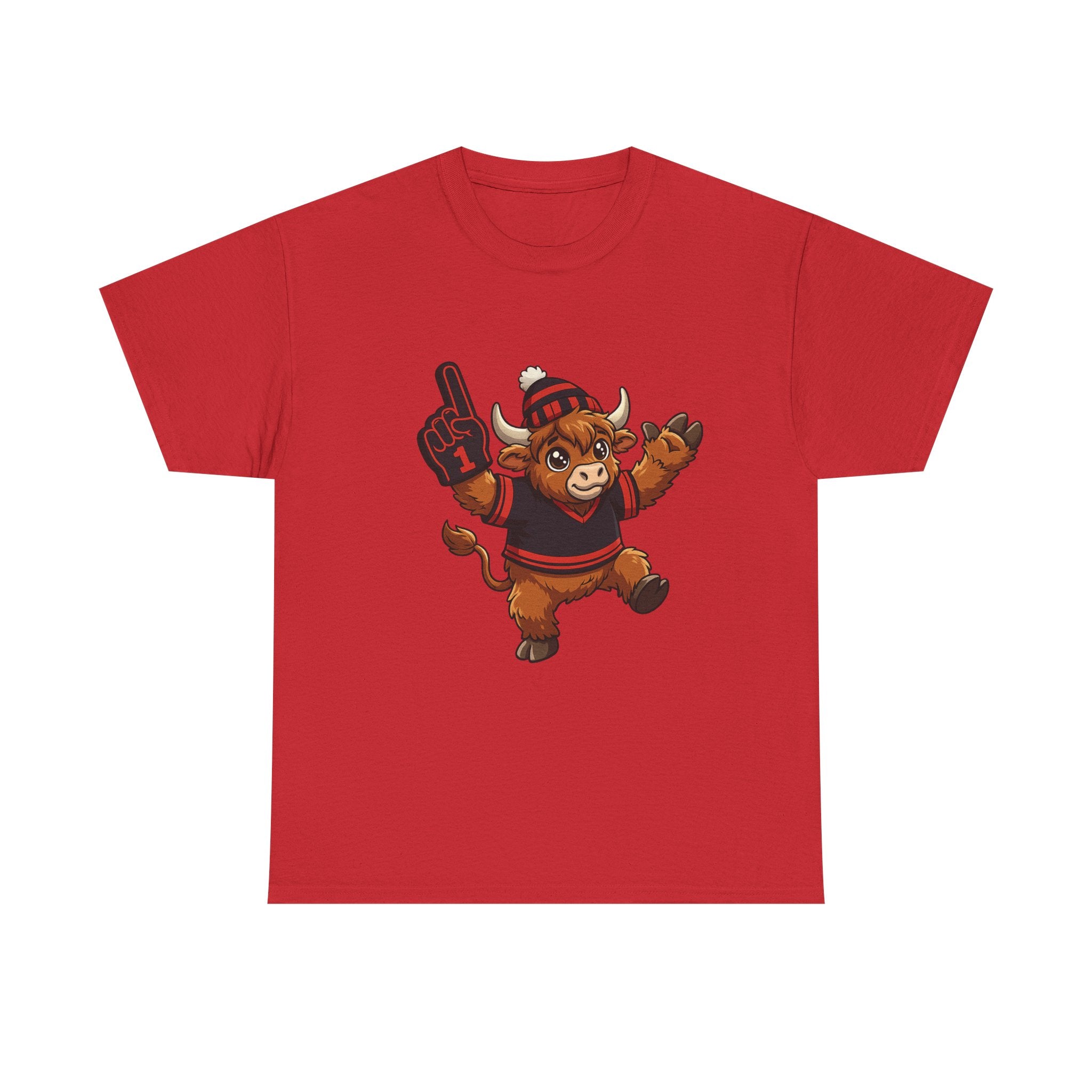 Black and Red Buffalo Hockey Highland Cow - T-Shirt
